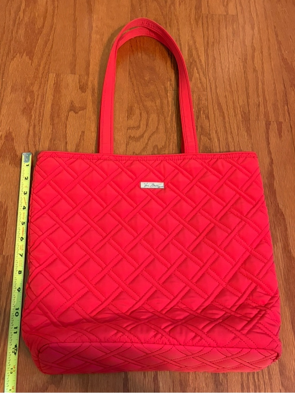 Vera Bradley Bright Red Quilted Tote Bag Large Travel Carryall Handbag - Picture 8 of 8